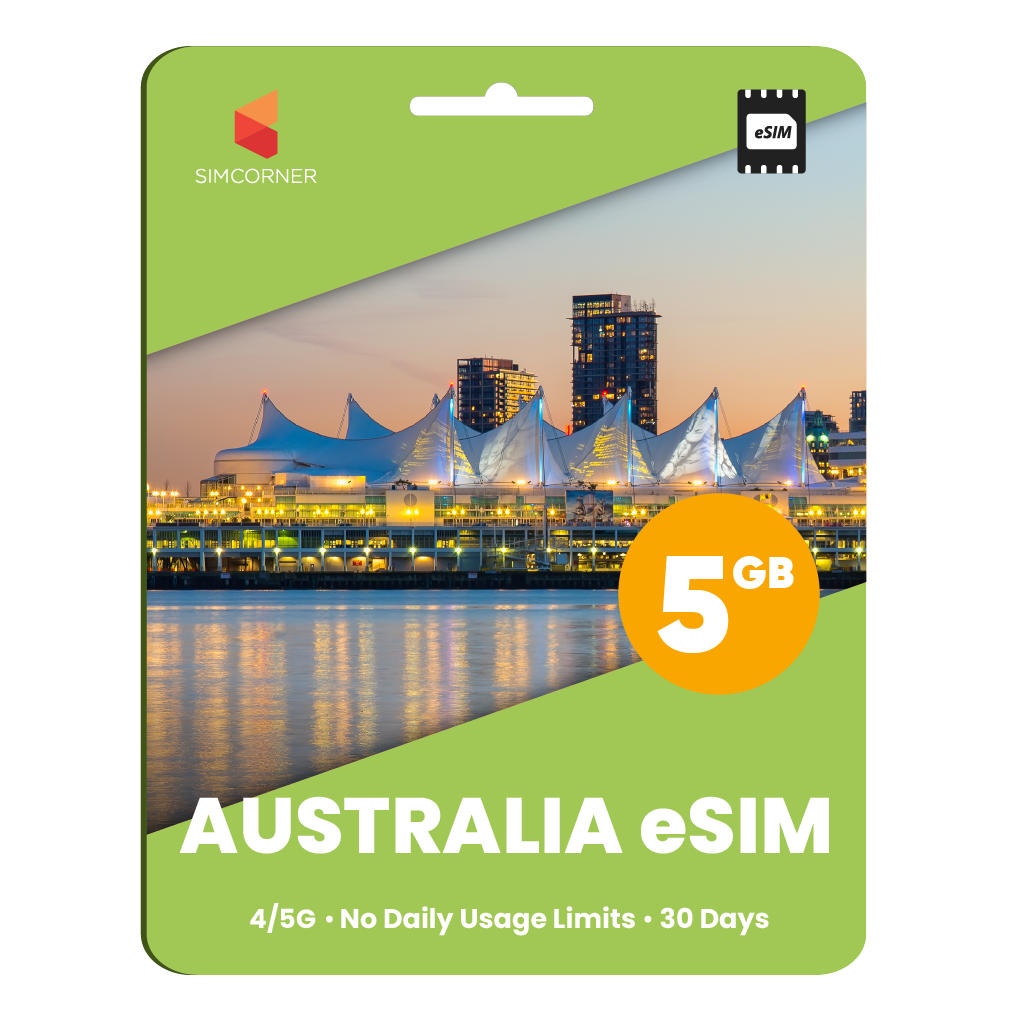 Australia eSIM: 5GB - 30 days
-SimCorner