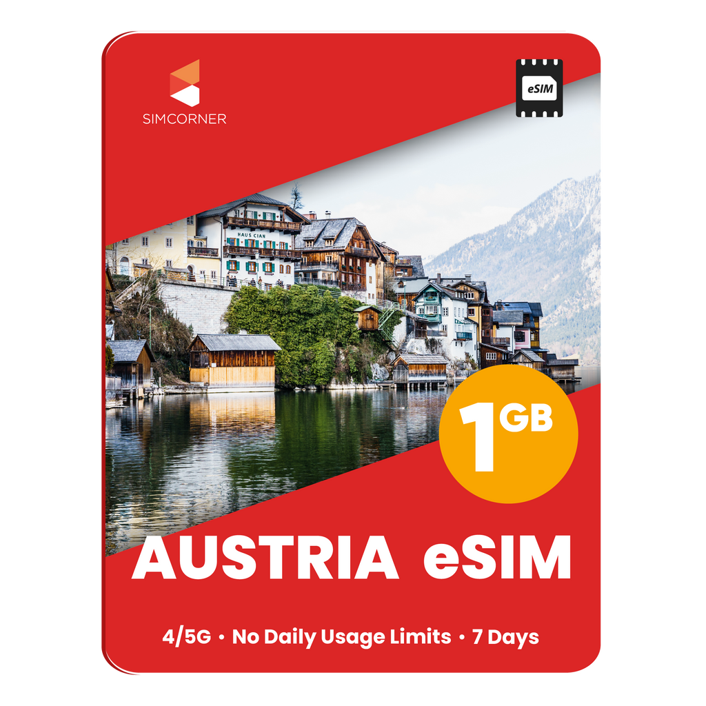 Austria eSIM: 1GB - 7 Days - SimCorner