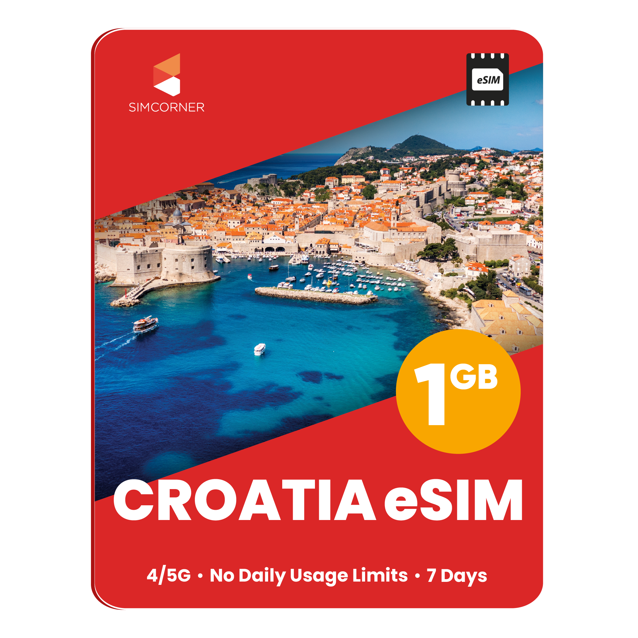 Croatia eSIM: 1GB - 7 Days - SimCorner