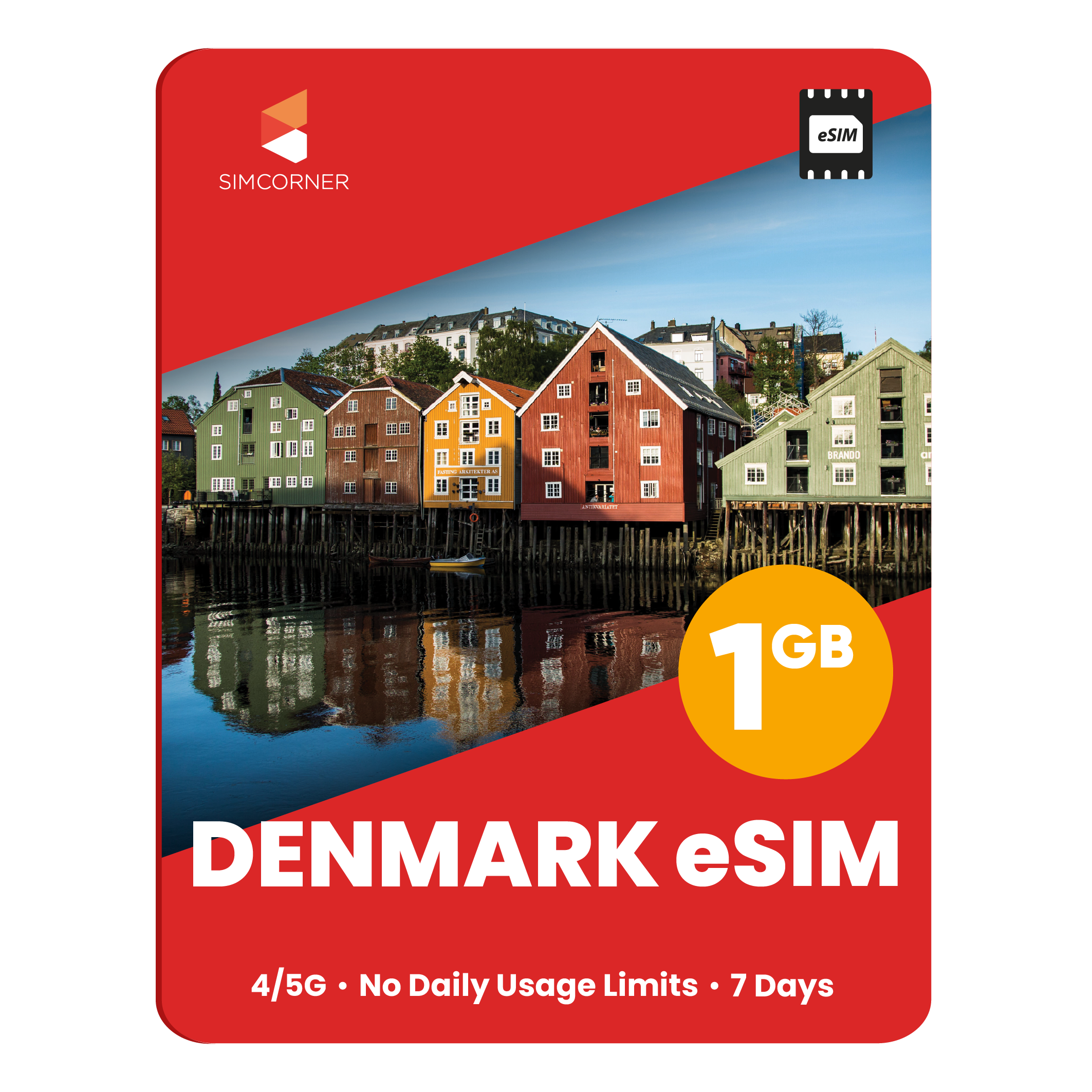 Denmark eSIM: 1GB - 7 Days - SimCorner