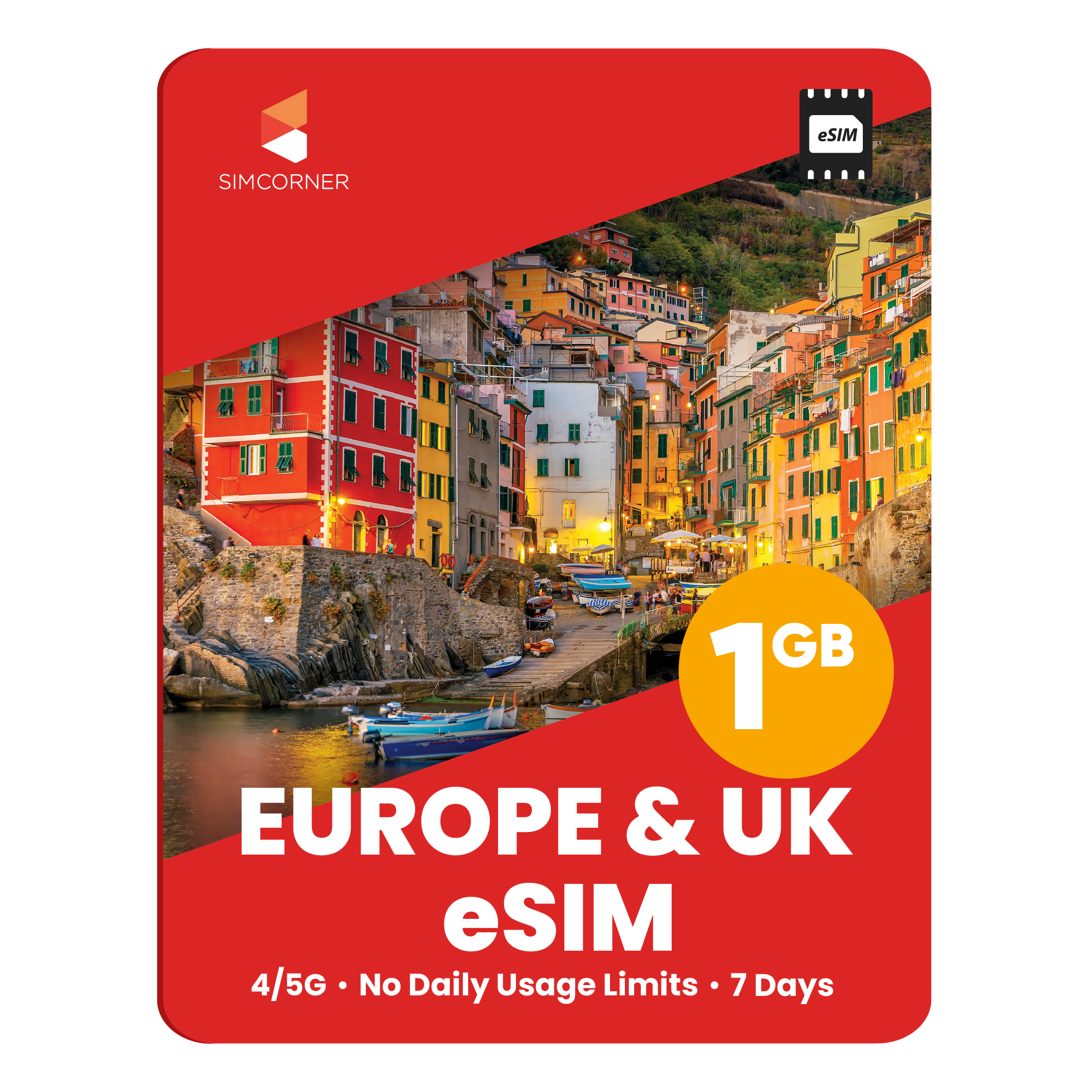 Europe eSIM: 1GB - 7 Days - SimCorner