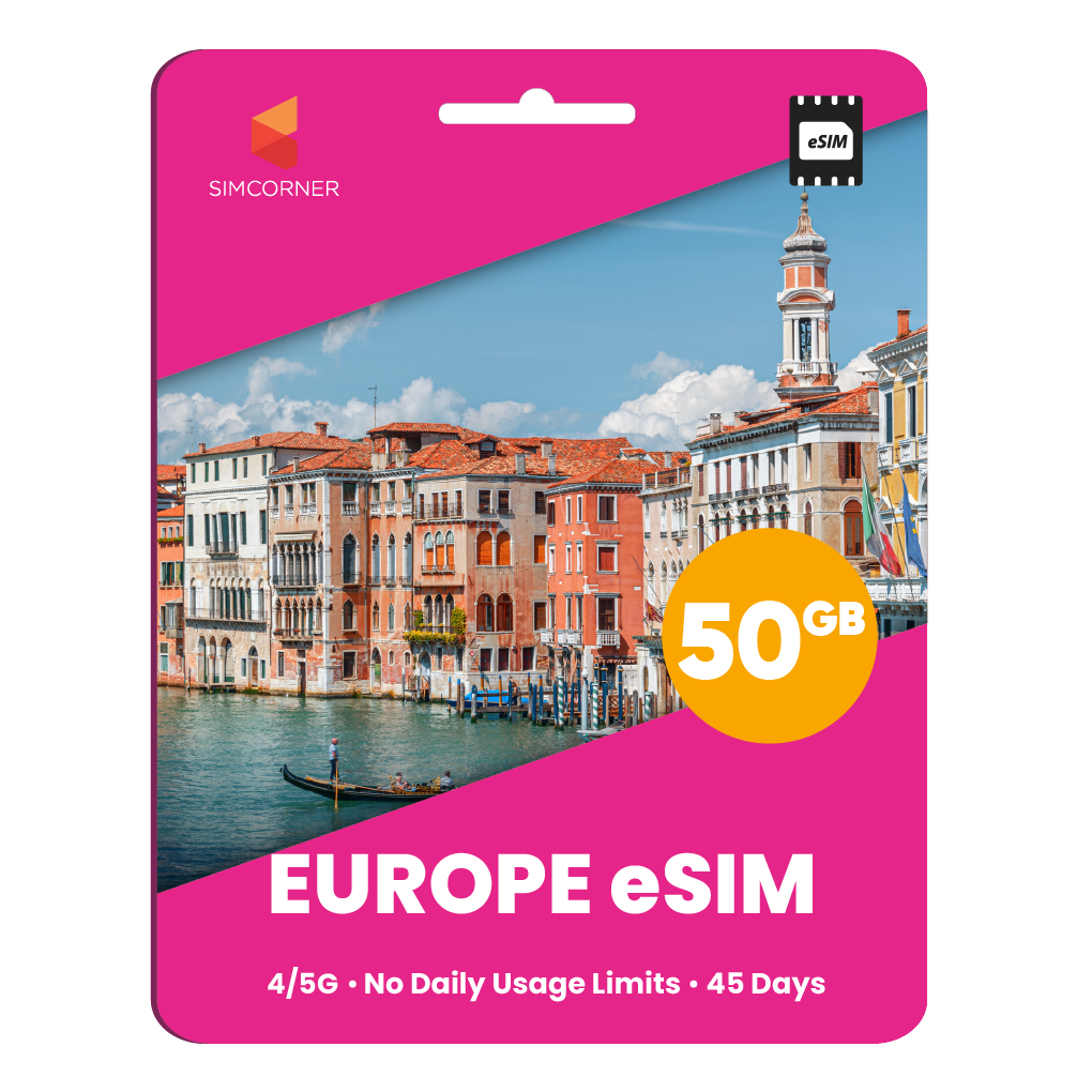 Europe eSIM: 50GB - 45 Days
-SimCorner