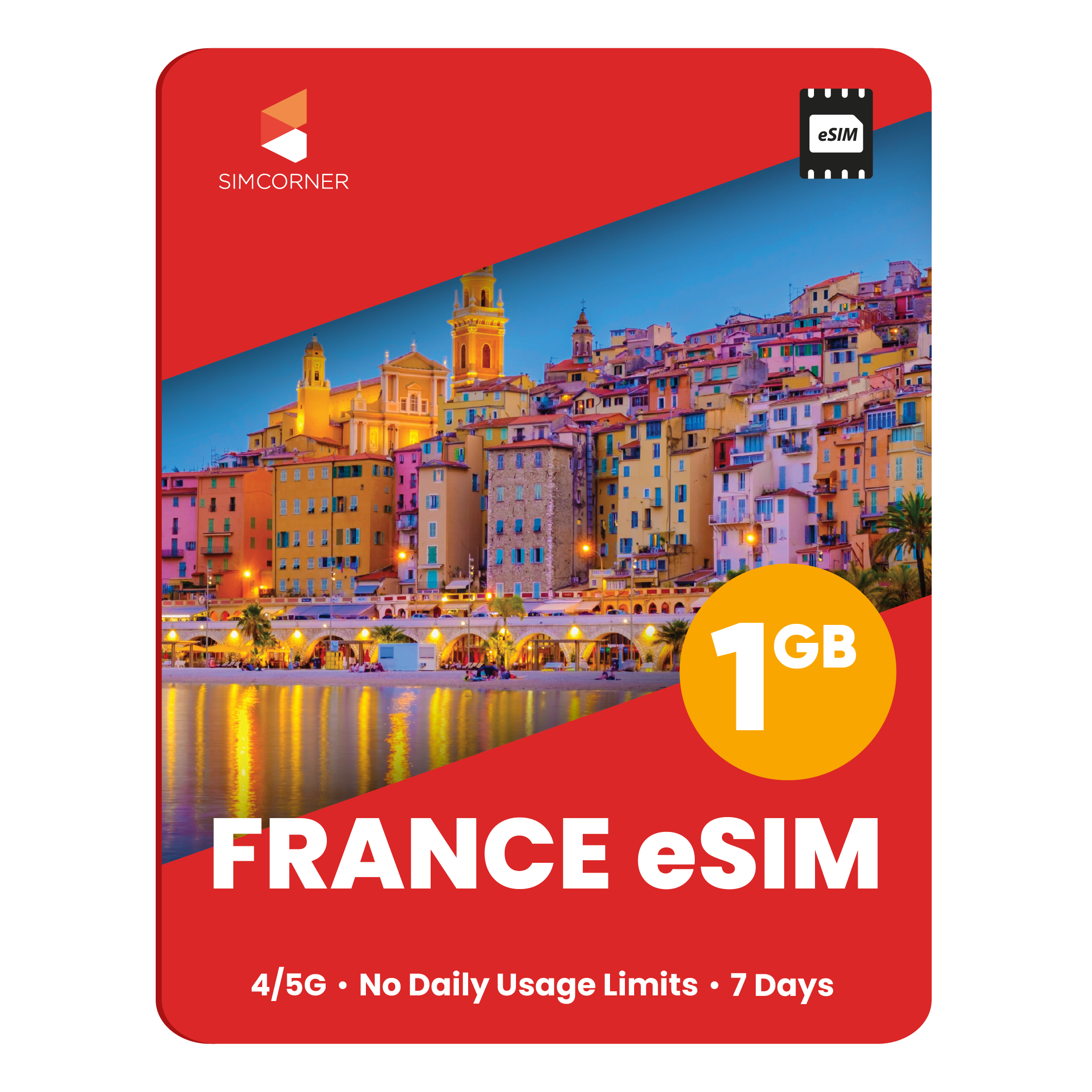 France eSIM: 1GB - 7 Days - SimCorner