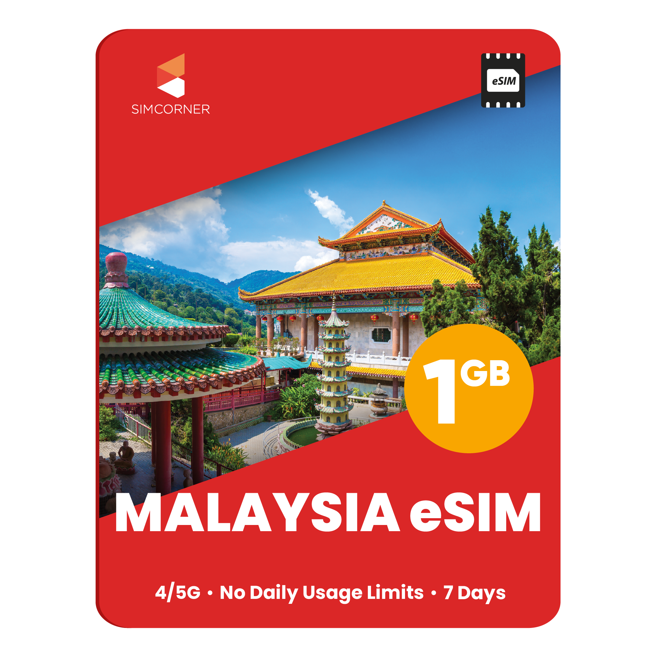 Malaysia eSIM: 1GB - 7 Days- SimCorner