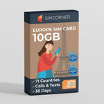 Europe Travel Sim Card (10GB)