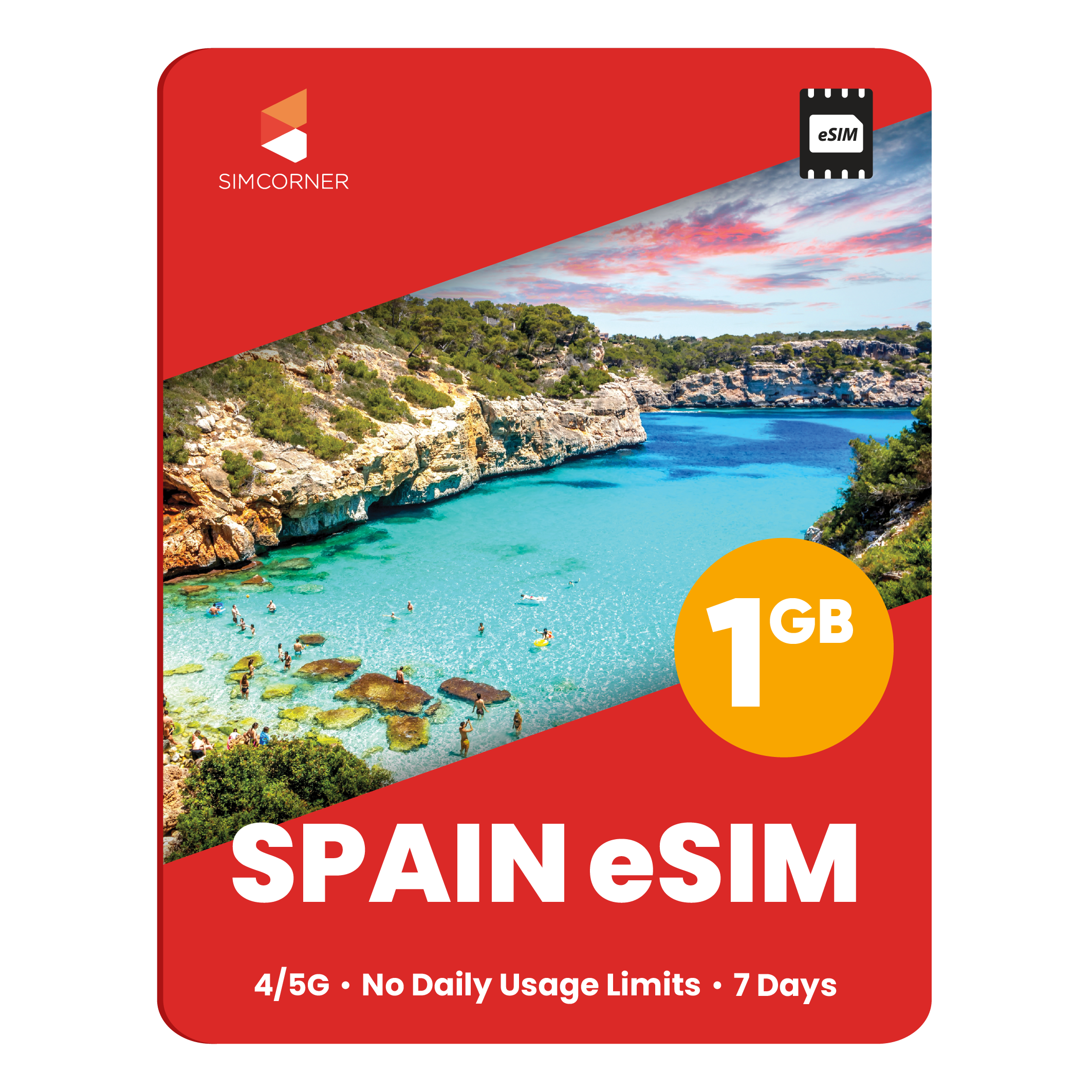 Spain eSIM: 1GB - 7 Days - SimCorner