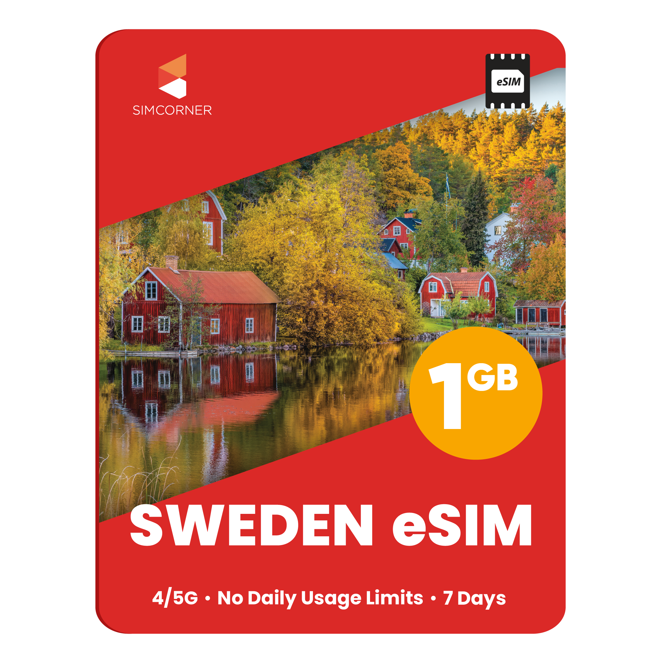 Sweden eSIM: 1GB - 7 Days - SimCorner