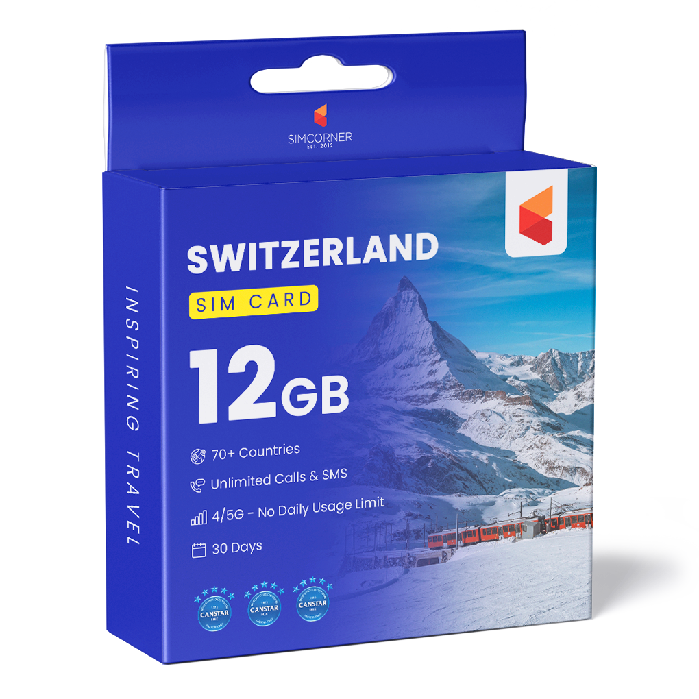 Switzerland Travel Sim Card (12GB) | SimCorner 