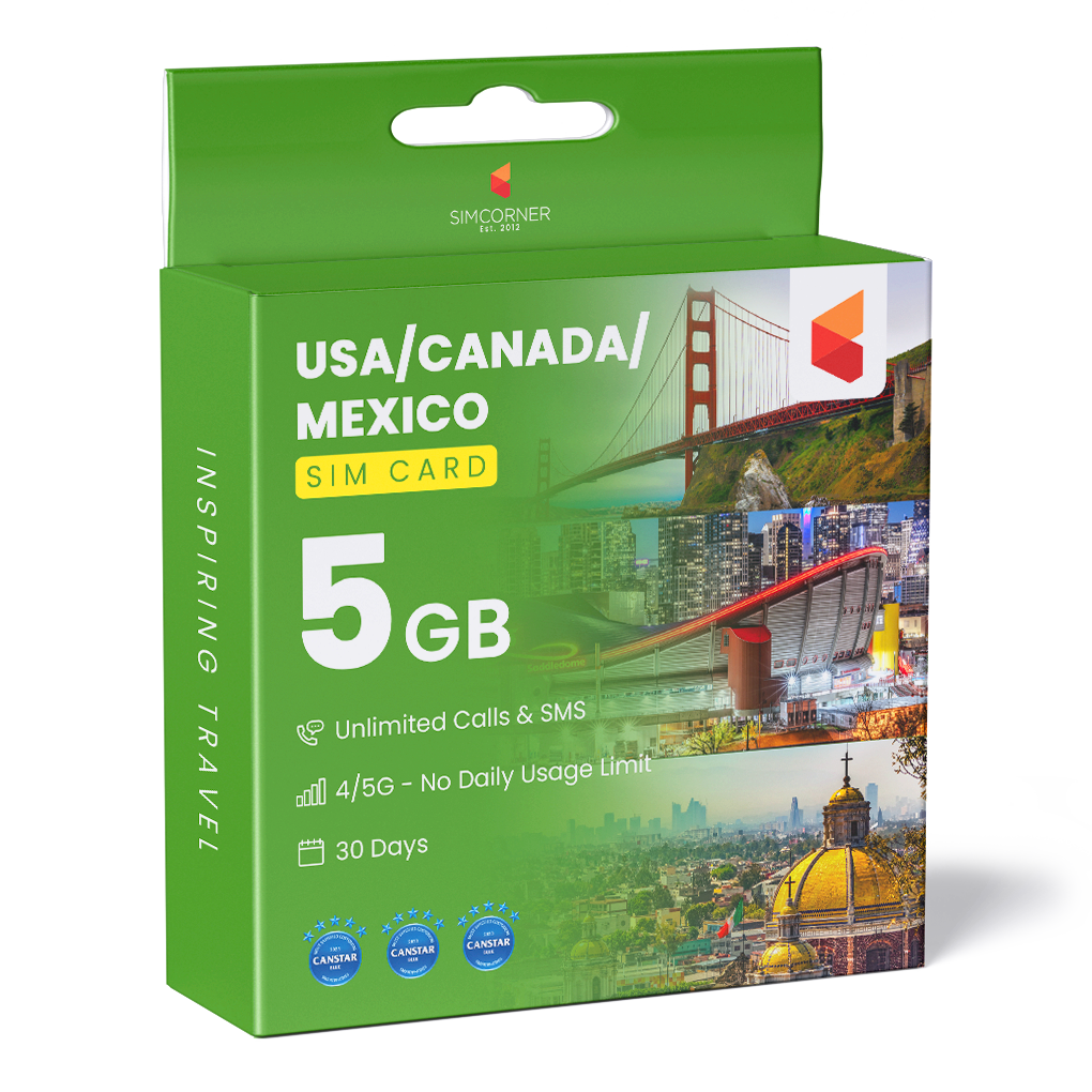 Sim Card for USA Canada Mexico (5GB)