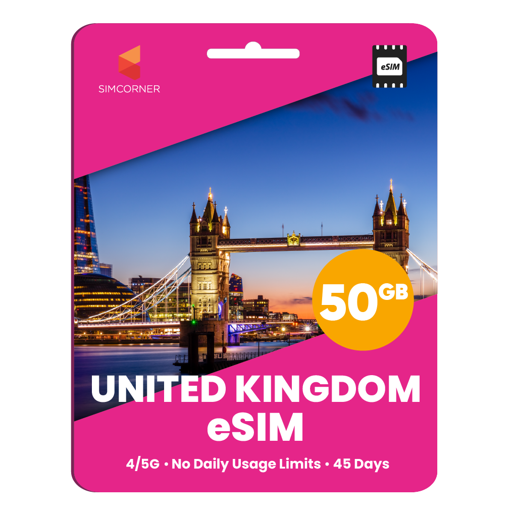 United Kingdom eSIM: 50GB - 45 Days
-SimCorner