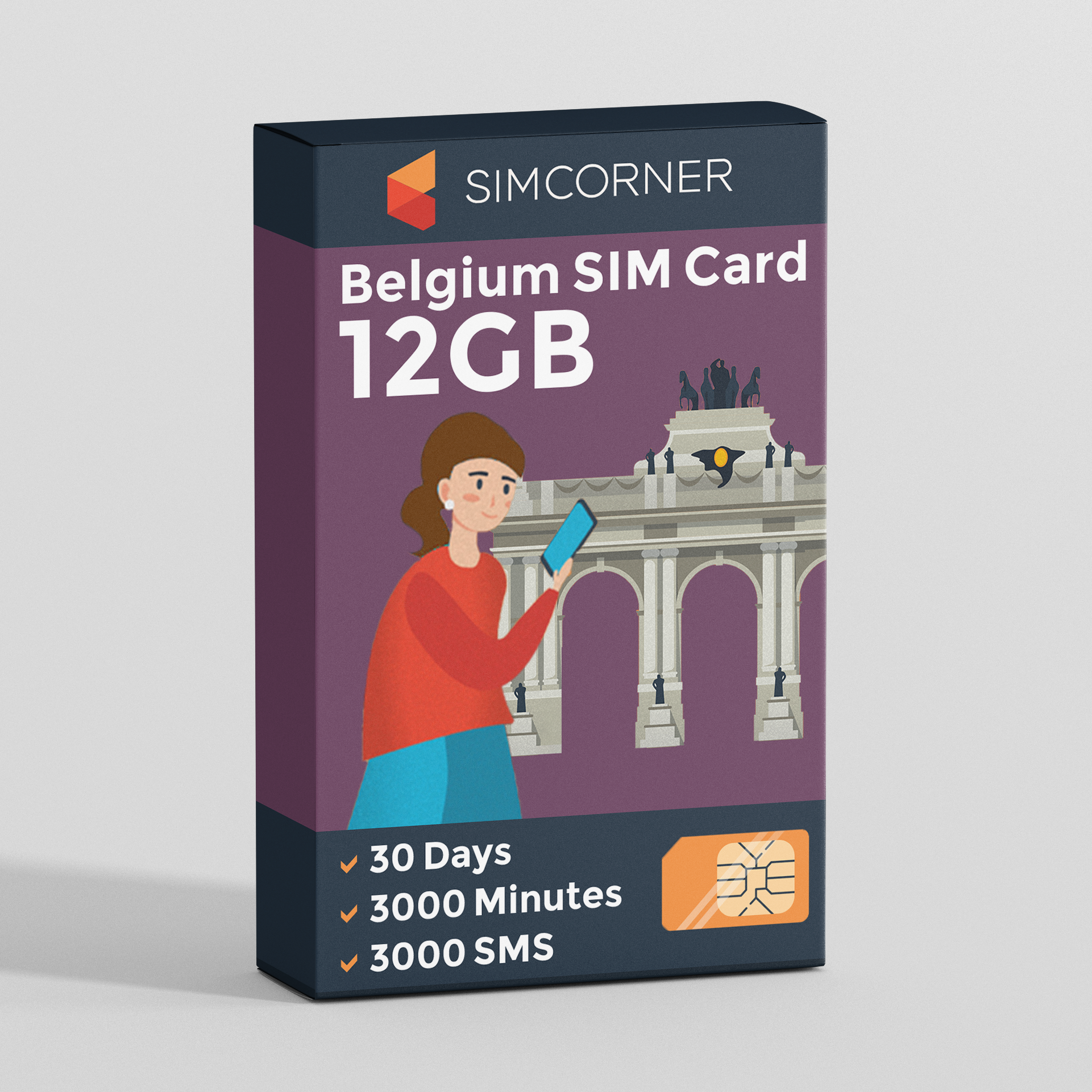 Belgium Travel Sim Card (12GB)