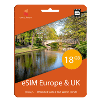 eSIM Europe & UK (12GB, 18GB or 30GB)