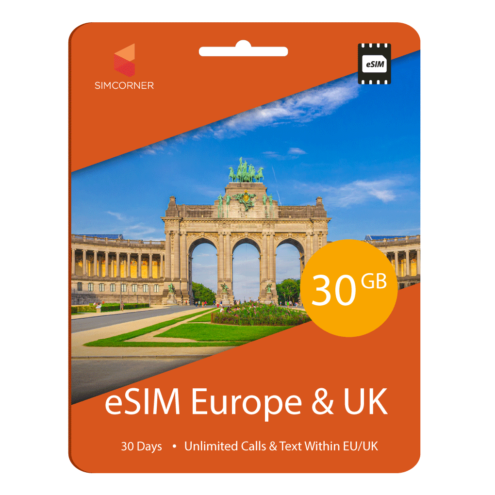 eSIM Europe & UK (12GB, 18GB or 30GB)