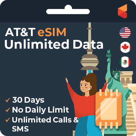 [eSIM] AT&T Unlimited Data eSIM (USA , Canada, Mexico)