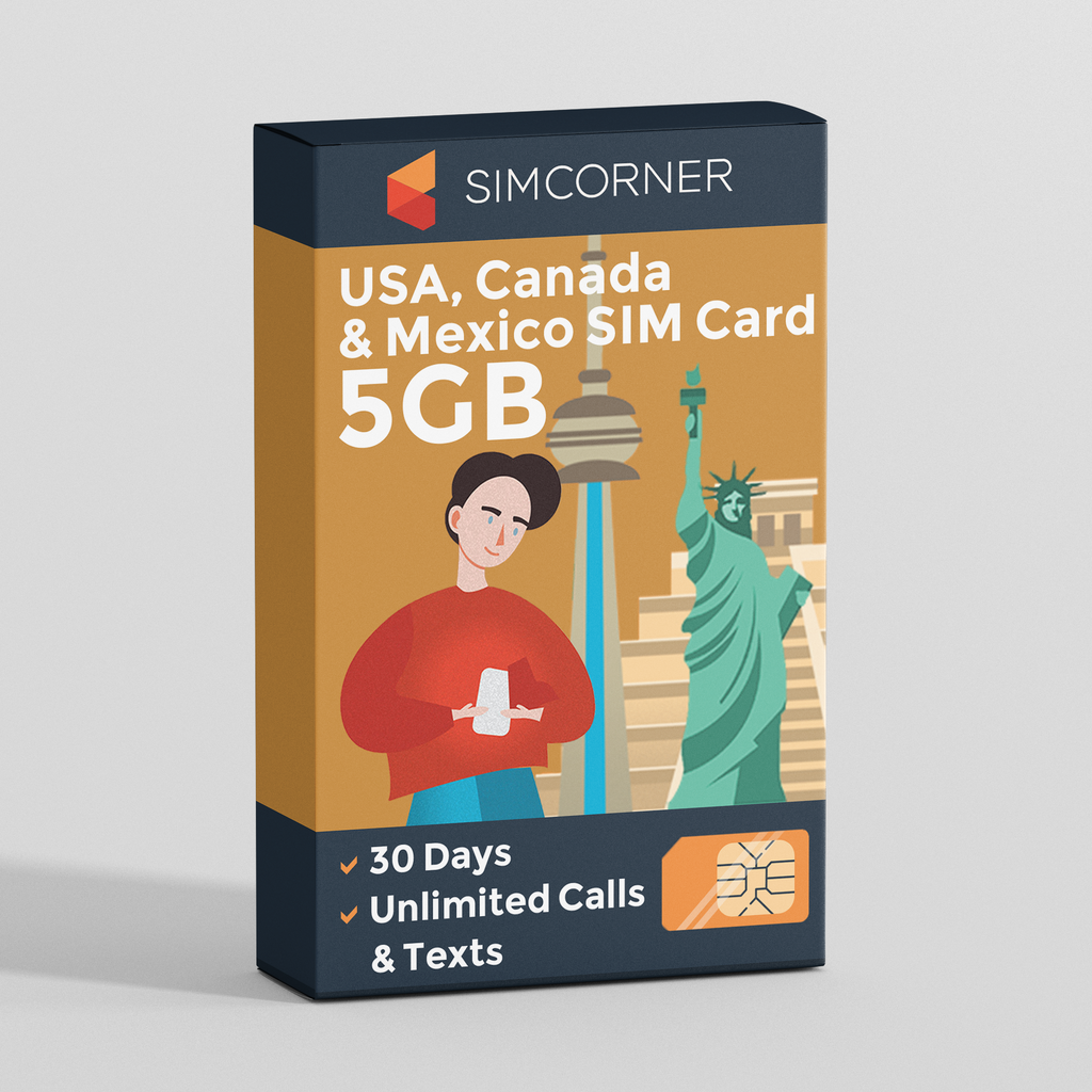 Sim Card for USA Canada Mexico (5GB)