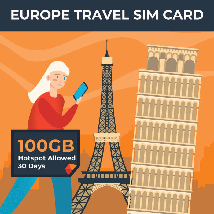 Europe & UK Travel Sim Card (O2 - 100GB) - SimCorner New Zealand
