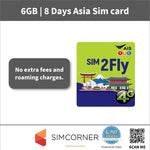 8 Day Asia Travel Sim Card (6GB)  - SimCorner New Zealand