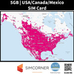 Sim Card for USA Canada Mexico (5GB)  - SimCorner New Zealand